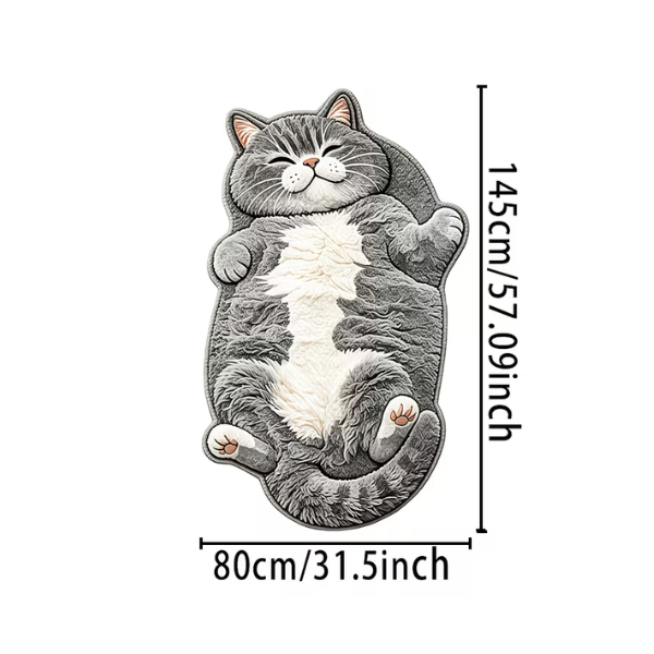 Gray Tabby Cat Shaped Rug - Soft Decorative Floor Mat
