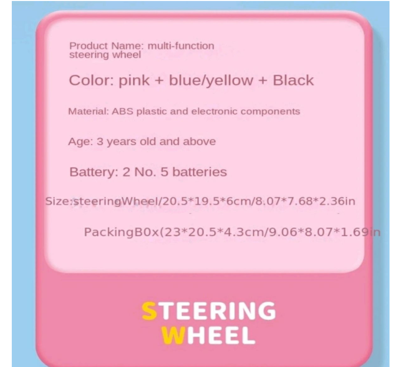 Baby Pretend Steering Wheel With Music - Yellow
