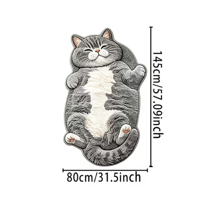 Gray Tabby Cat Shaped Rug - Soft Decorative Floor Mat