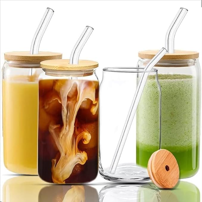 Glass can cups 4pc