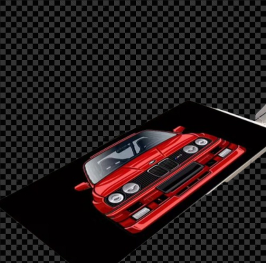 Classic Red -Like E30 M3 Replica Car Design Mouse Pad & Desk Mat - Non-Slip Rubber Base (30x60cm) Stitched Edges