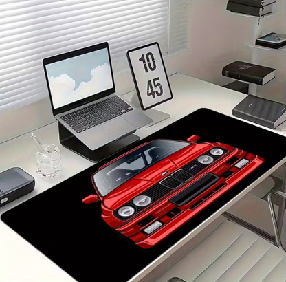 Classic Red -Like E30 M3 Replica Car Design Mouse Pad & Desk Mat - Non-Slip Rubber Base (30x60cm) Stitched Edges