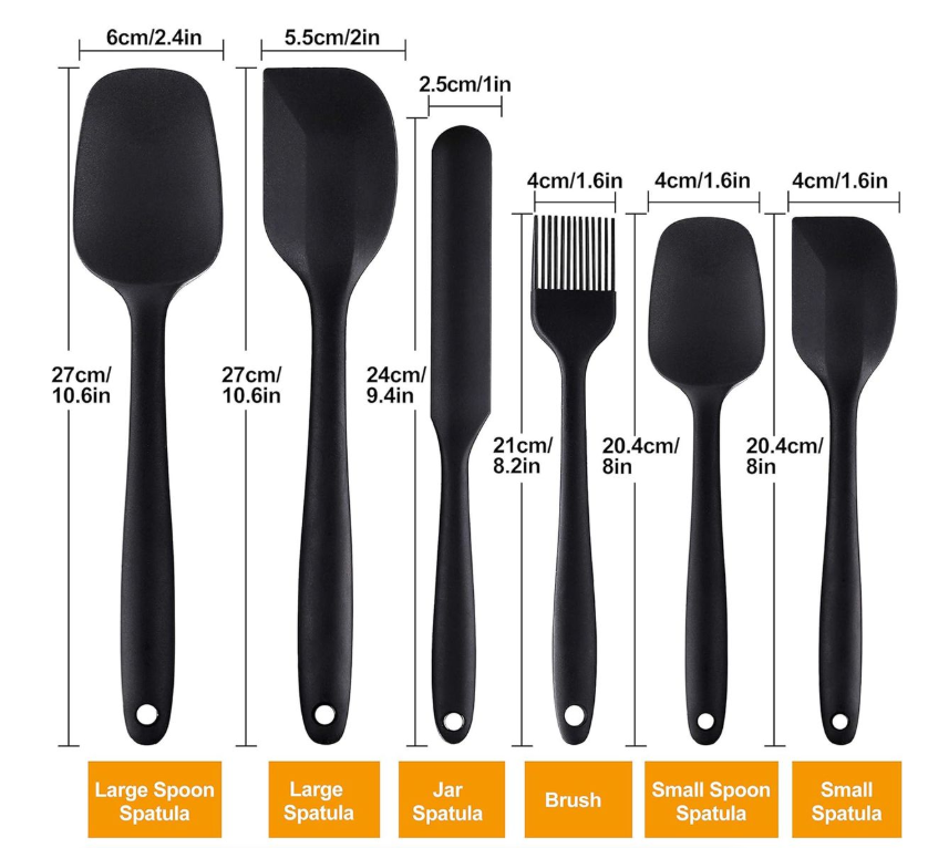6 Cooking Baking Spatulas with Cake Spatula Pancake Spatula Grill Oil Brush