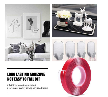 OMS Heavy Duty Transparent Acrylic Double Sided Adhesive Tape - 5M