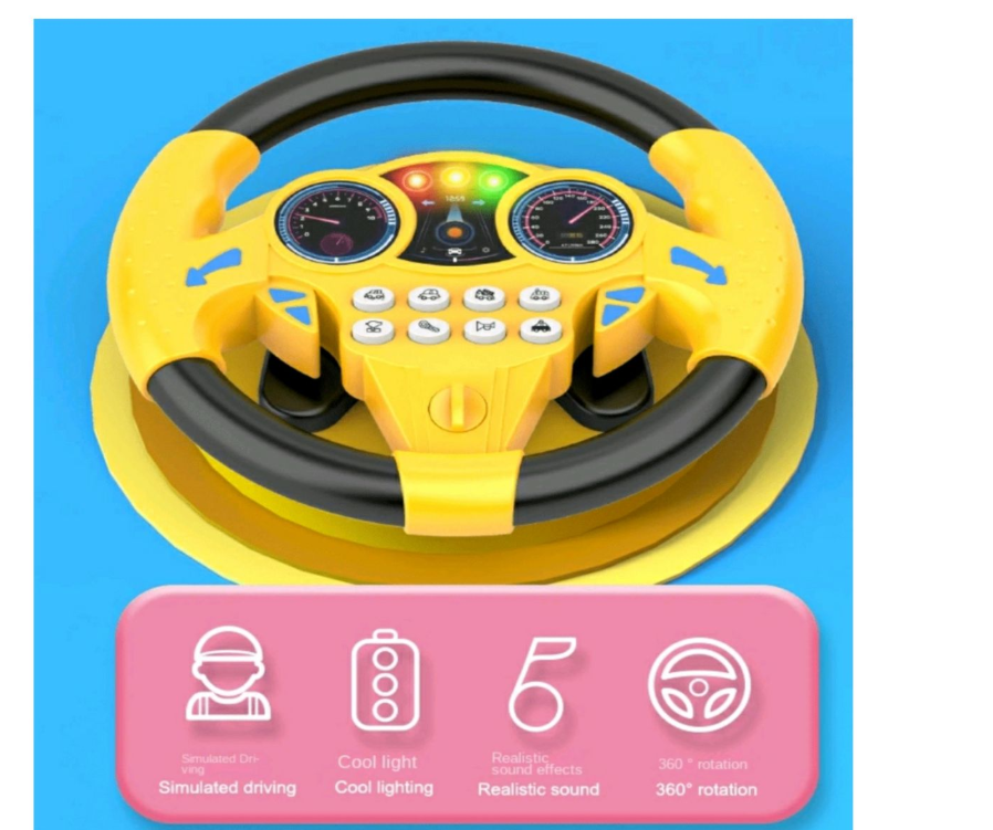 Baby Pretend Steering Wheel With Music - Yellow