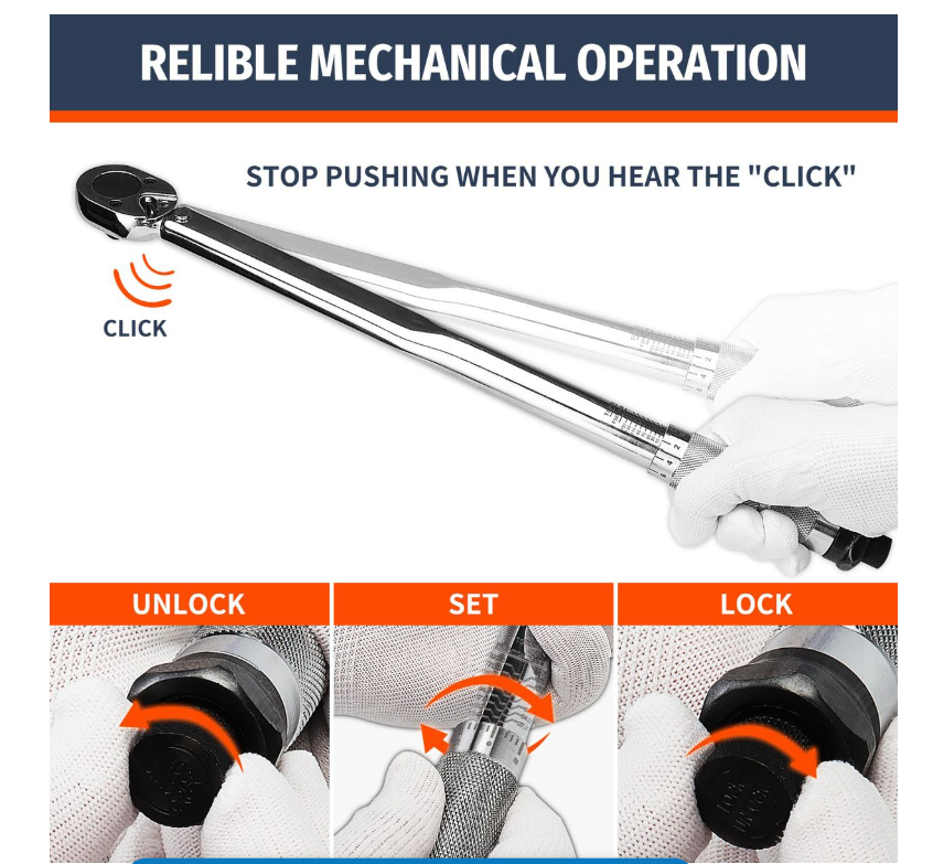 Bebona Torque Wrench 1/2 Inch Drive 28-210nm (10-150 FT-LB)