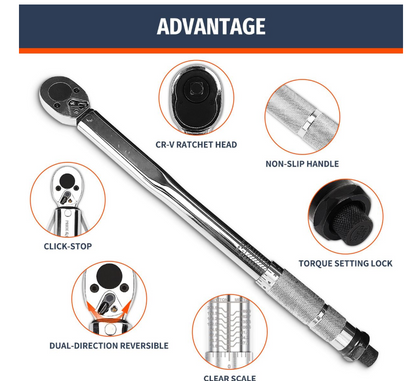 Bebona Torque Wrench 1/2 Inch Drive 28-210nm (10-150 FT-LB)