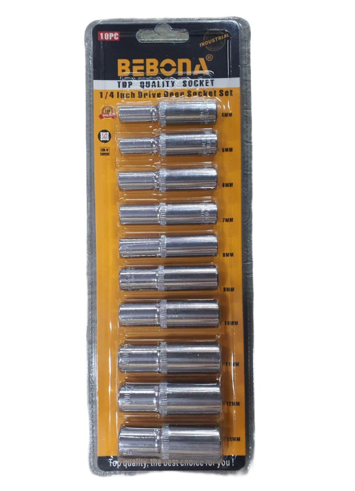 Bebona 1/4" Drive Deep Tube Socket Set - 10 Piece
