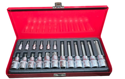 1/4 and 1/2 inch Drive Torx Socket Bits - 18 Piece