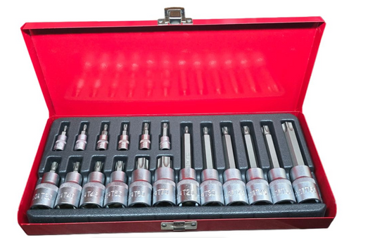 1/4 and 1/2 inch Drive Torx Socket Bits - 18 Piece