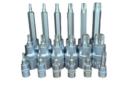 1/4 and 1/2 inch Drive Torx Socket Bits - 18 Piece