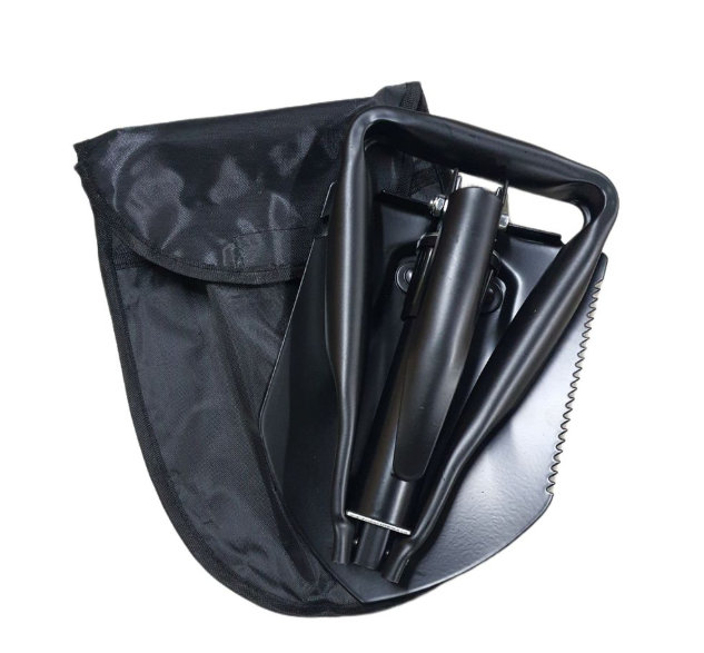 Folding Camping Shovel - Multifunctional Shade & Pickaxe & Carry Bag Large
