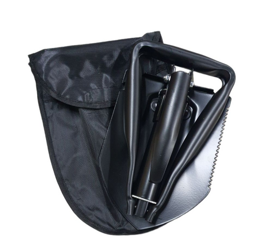 Folding Camping Shovel - Multifunctional Shade & Pickaxe & Carry Bag Large