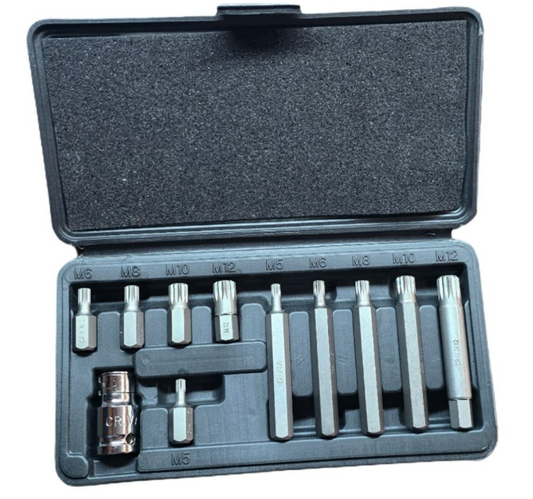 12 Point Torx Bits Male Set 1/2 Drive - 11 Piece