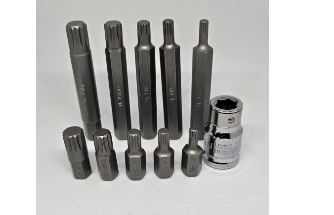 12 Point Torx Bits Male Set 1/2 Drive - 11 Piece