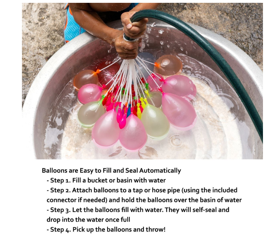 Water Balloons - Rapid Filling, Self Tying (222 Balloons, Assorted Colours)