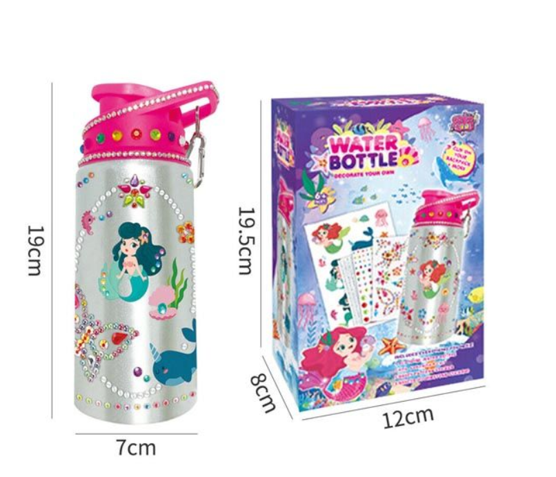Diy Decorative Water Bottle - Rhinestone Art - Pink