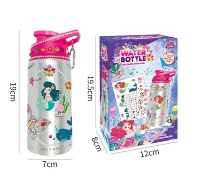 Diy Decorative Water Bottle - Rhinestone Art - Pink