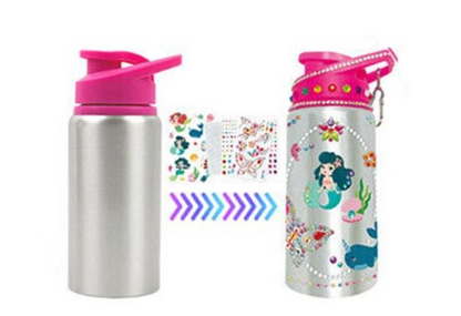 Diy Decorative Water Bottle - Rhinestone Art - Pink