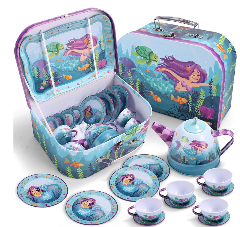 Tea Set for Kids with Case -15 Piece -Mermaid
