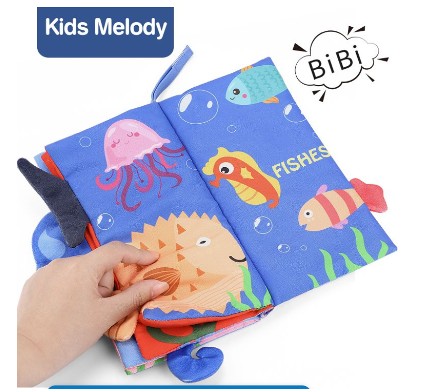 Baby First Touch and Feel Soft Educational Cloth Book - Ocean Tail