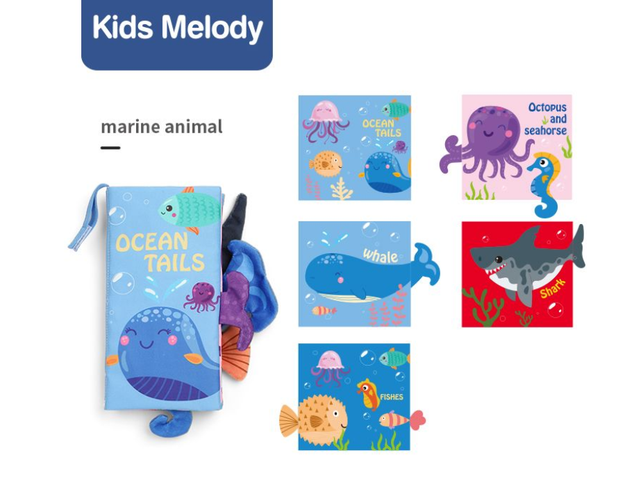Baby First Touch and Feel Soft Educational Cloth Book - Ocean Tail