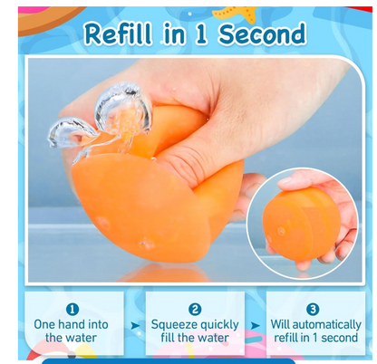 6-Pack Reusable Silicone Water Balloons - Self-Sealing and Quick Fill