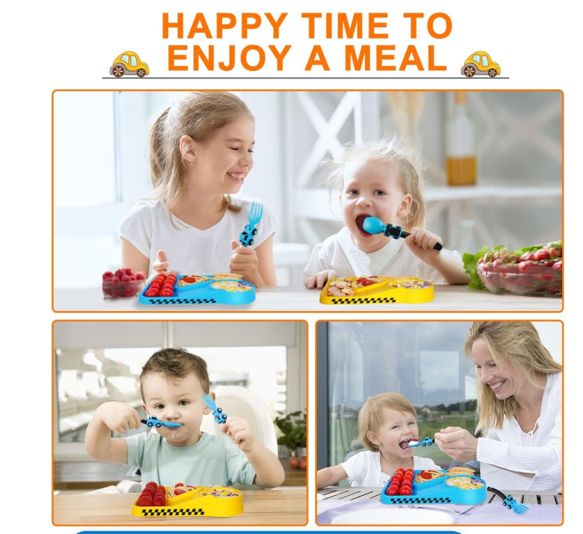 Construction Forks & Spoons for Kids Toddler Fun Feeding Utensils Set