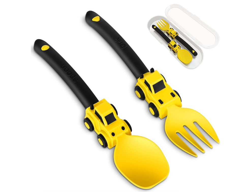Construction Forks & Spoons for Kids Toddler Fun Feeding Utensils Set