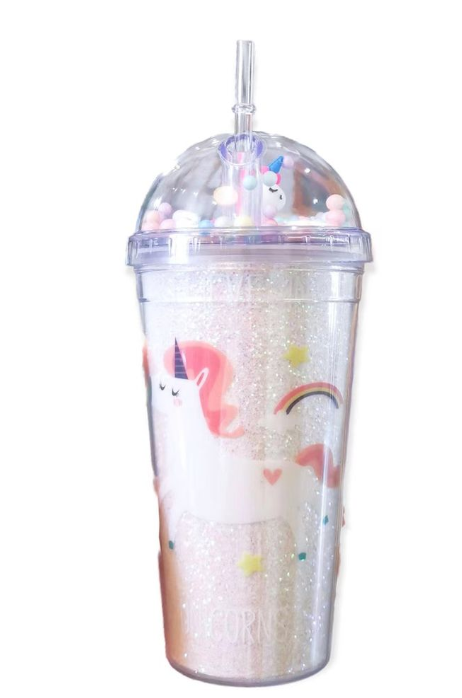 Unicorn Bottle with Colorful Bubbles BPA Free Double Wall Travel Mug - Rainbow Unicorn