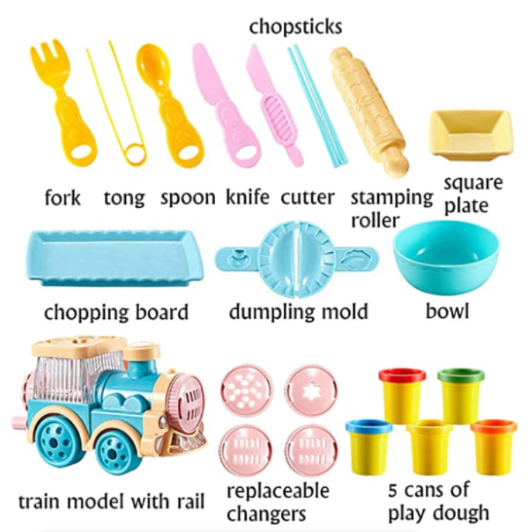 Train Noodle Machine 5 Colour Toy Clay Modeling DIY Play Dough Set