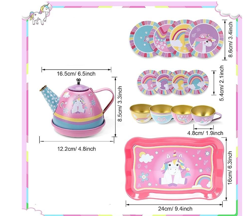 Magical Unicorn Tea Set for Kids - 14 Piece