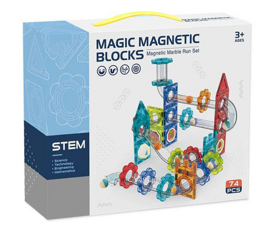 Magnetic Marble Run Toy Set - 74 Pieces
