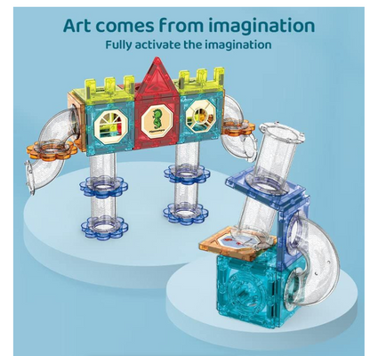 Magnetic Marble Run Toy Set - 74 Pieces