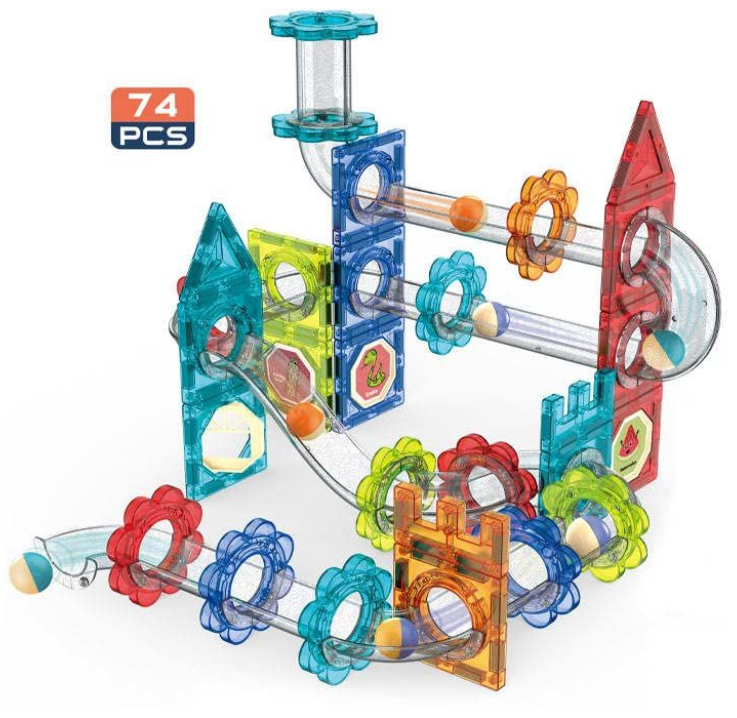 Magnetic Marble Run Toy Set - 74 Pieces