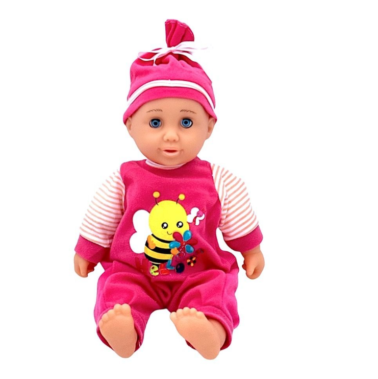 35cm Crying Baby Doll Combo with Hooded Pram/Stroller