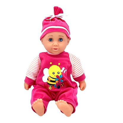 35cm Crying Baby Doll Combo with Hooded Pram/Stroller