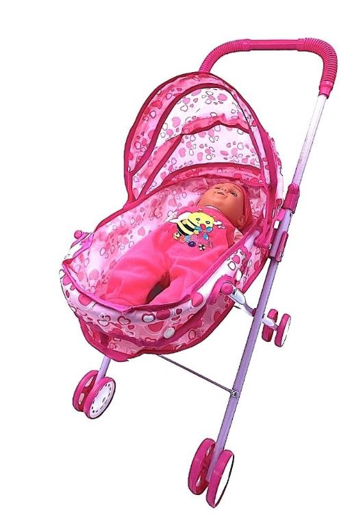 35cm Crying Baby Doll Combo with Hooded Pram/Stroller