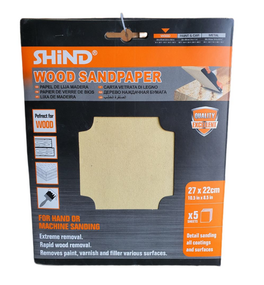 Shind Sand Paper For Wood- 5 Piece 120 Grit