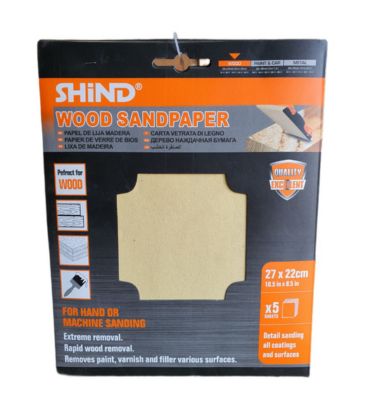 Shind Sand Paper For Wood- 5 Piece 60 Grit